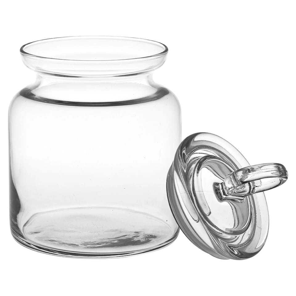 image 1 of Airtight Food Storage Glass with Handle Lid Jar Cookies Pulses Dishwasher Safe | Clear | Clear | 1.085 Litre | 1