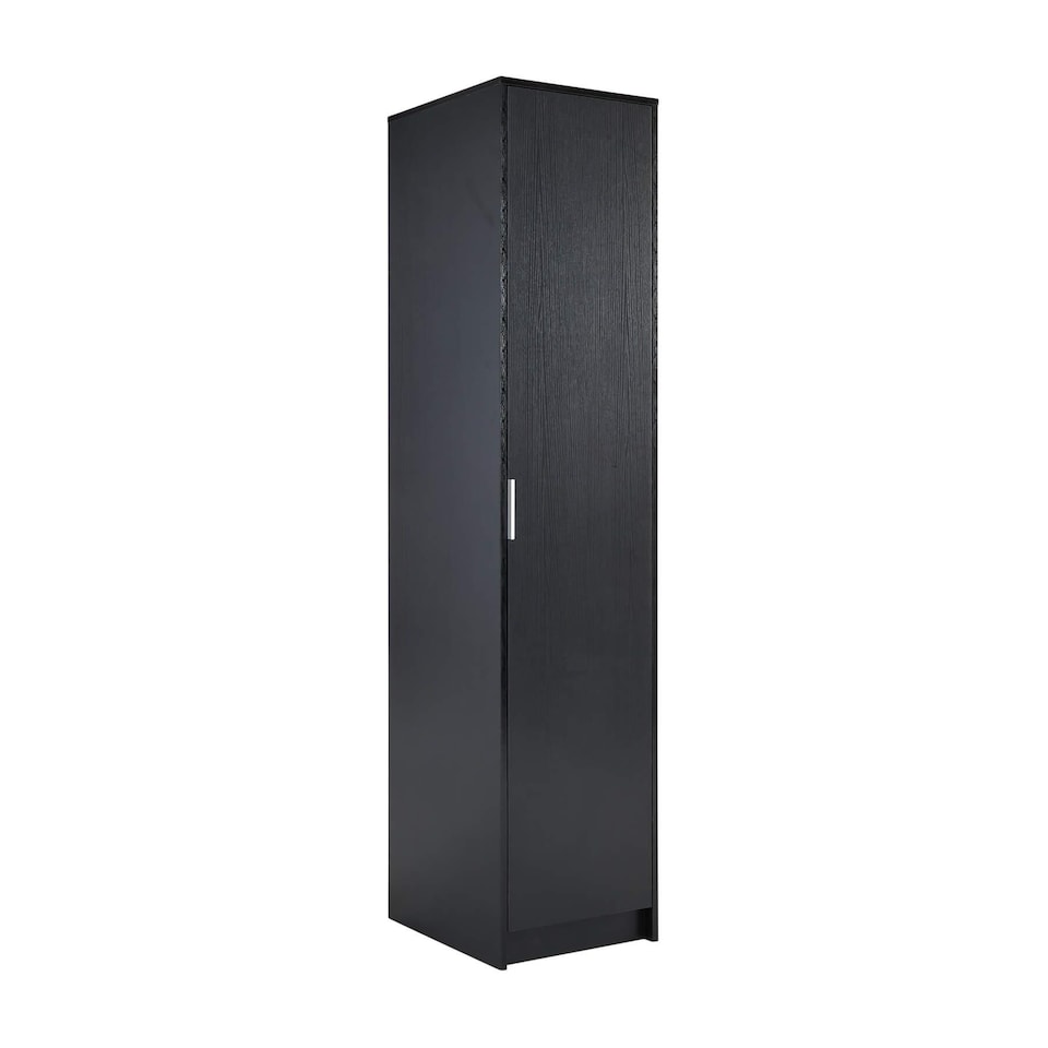 image 1 of Phoenix Wardrobe 1 Door Space Saving Bedroom Home Furniture Clothing Storage Unit | Black