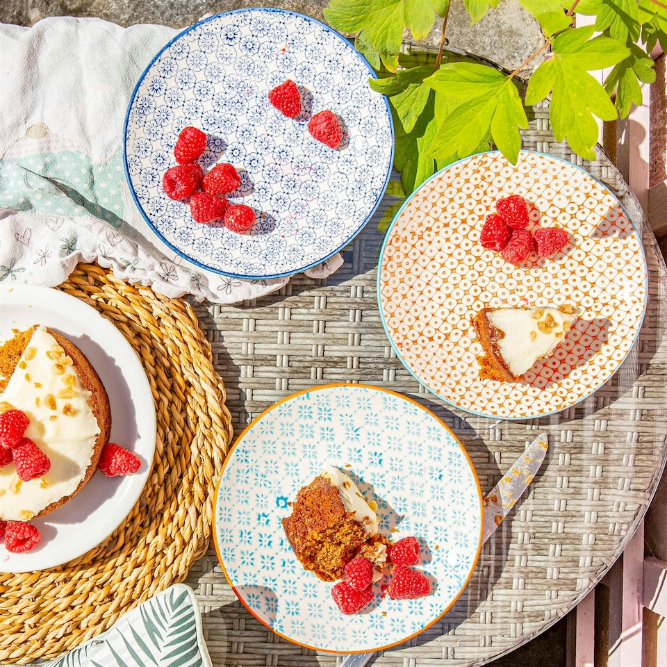 image 1 of Nicola Spring Hand-Printed Side Plates - 18cm - 3 Colours - Pack of 6 Multi