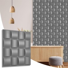 NOVECRAFTO Decorative 3D Wall Panels (50cm x 50cm) Square Grid Lattice Design PVC Cladding Panel