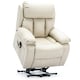 image 9 of Chester Dual Motor Rise Recliner Heat and Massage Bonded Leather Chair (Cream)