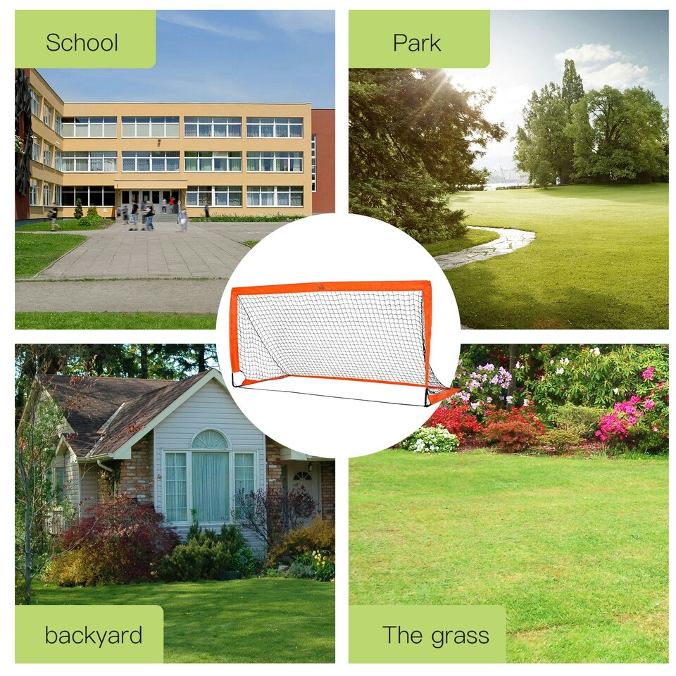 image 1 of HOMCOM Football Goal Folding Outdoor with All Weather Net 6'x3' Orange