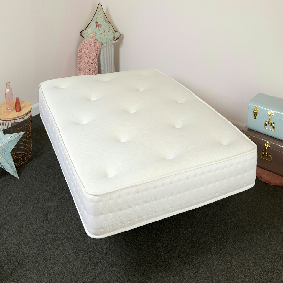 image 1 of 3-Tac Hand-Tufted Hybrid Mattress - 20cm Deep, Quilted Soft Sleep Surface White | Small Double