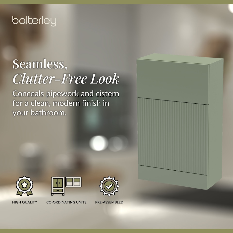 image 1 of Contemporary Fluted 500mm Floor Standing WC Unit, Satin Green | Green | Satin Green | 253 x 500 x 810mm