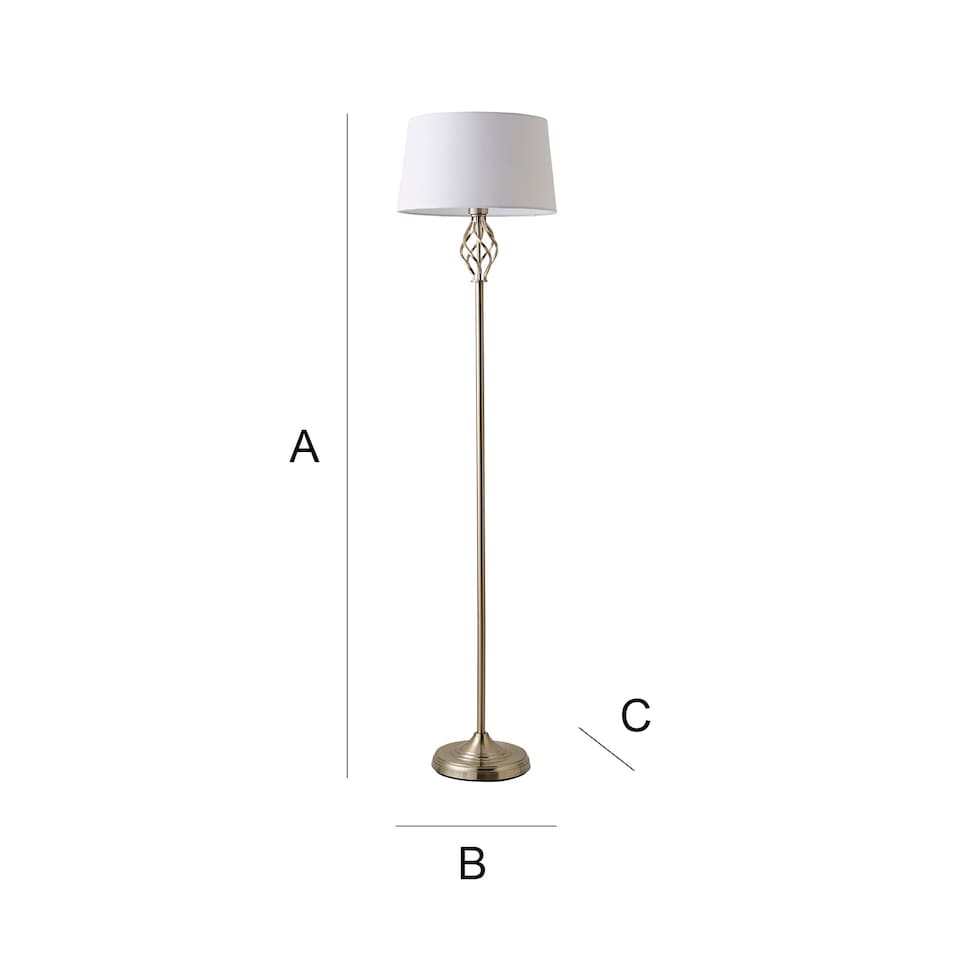 image 1 of ValueLights Memphis Twist Silver Floor Lamp White Taper Shade