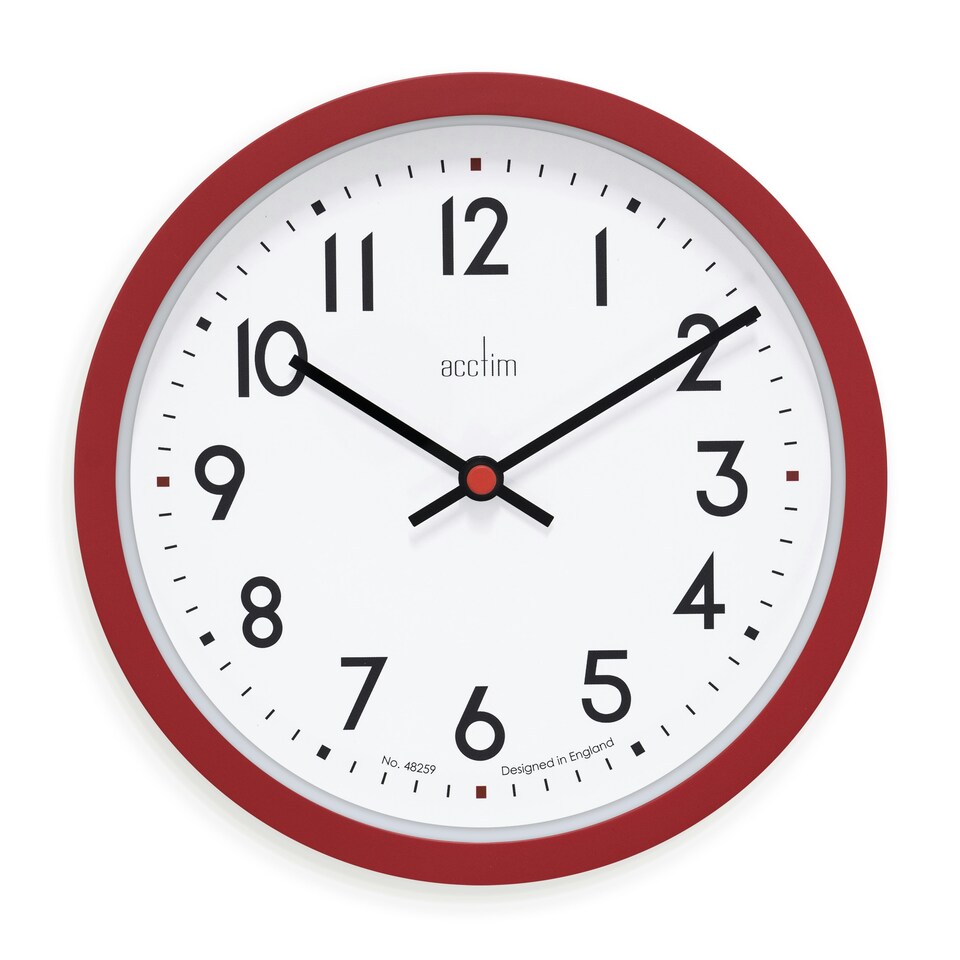 image 1 of Acctim Elstow Small Kitchen Wall Clock Quartz Retro Style 20cm Red | Clay
