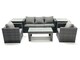 image 1 of Fimous Rattan Garden Furniture Set Outdoor Lounger Sofa with Coffee Table 2 Armchair 2 Side Tables Dark Grey Mixed