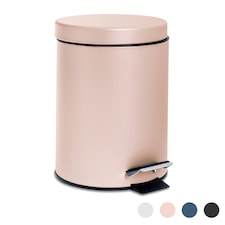 Harbour Housewares Bathroom Pedal Bin - 3L - Matt Pink - Round Stainless Steel Slim Rubbish Dustbin Lid and Inner Liner Bucket