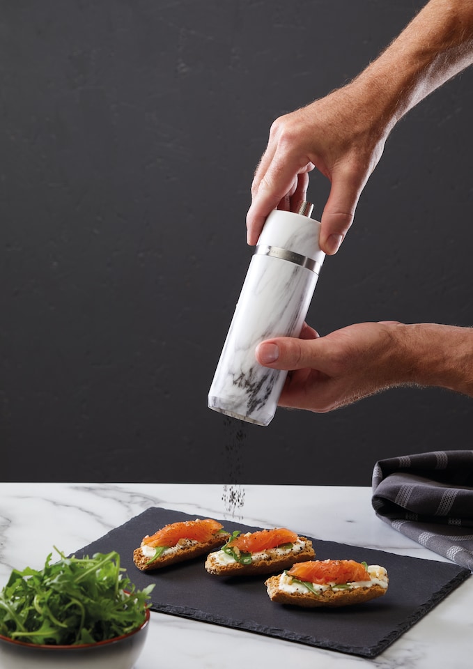 image 1 of MasterClass Salt or Pepper Mill, 17cm Marble Finish Spice Grinder