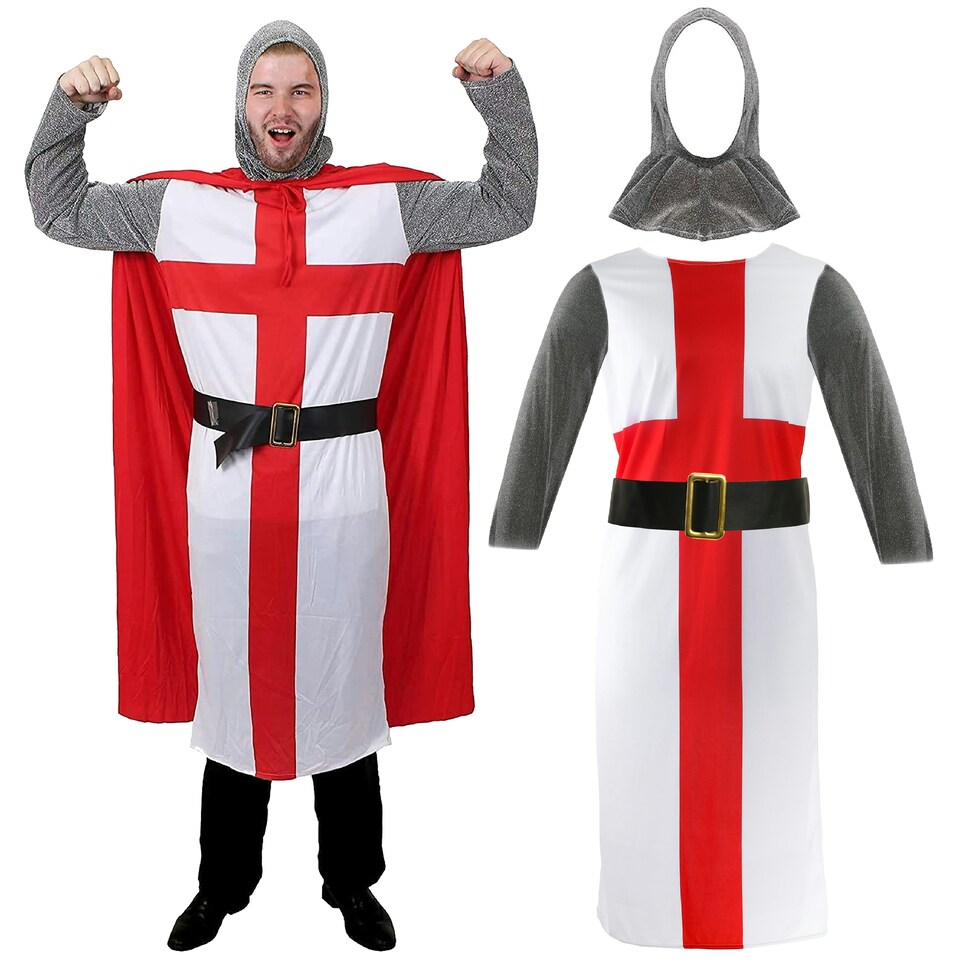 image 1 of Medieval Crusader St George Costume Red | M