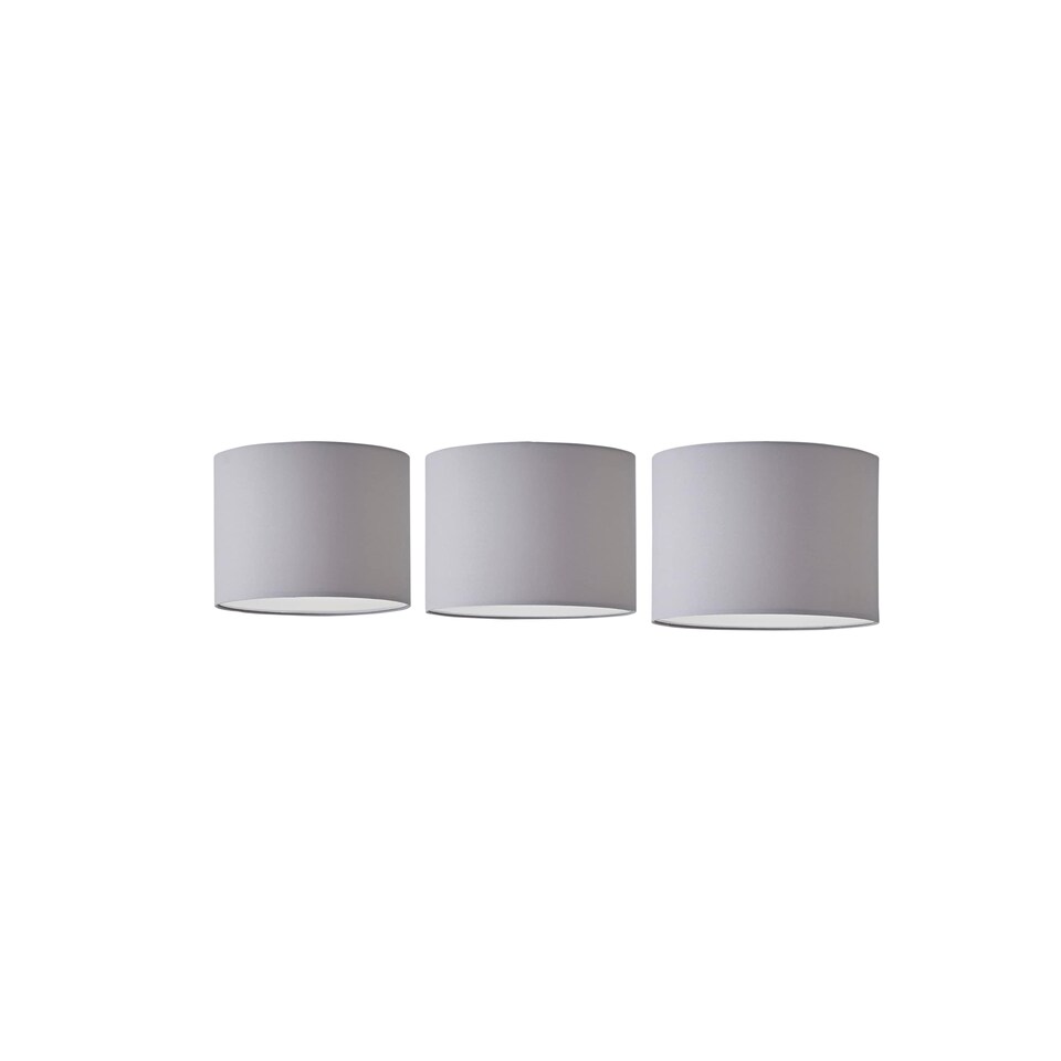 image 1 of ValueLights 3 Pack Modern Grey Drum Pendant Ceiling Light Shades With Diffusers