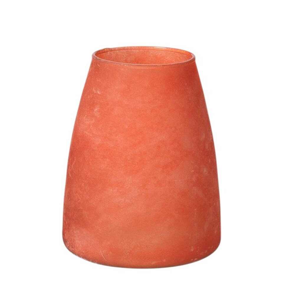 image 1 of Recycled Cloudy Frosted Glass Flower Vase - Earthy Clay- H20 x W17cm