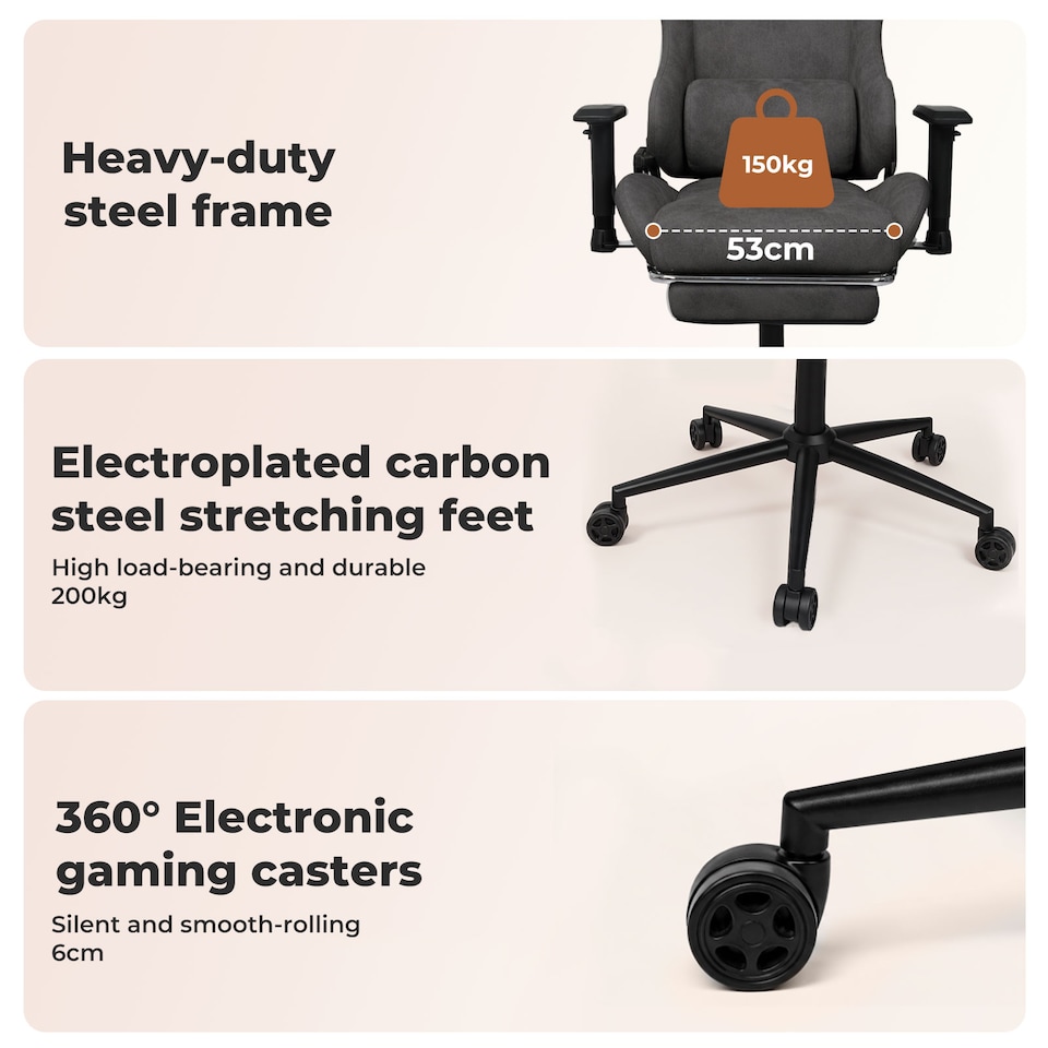 image 1 of Levede Ergonomic Office Chair Reclining Executive Chair Spring Foam Cushion | Grey | Grey