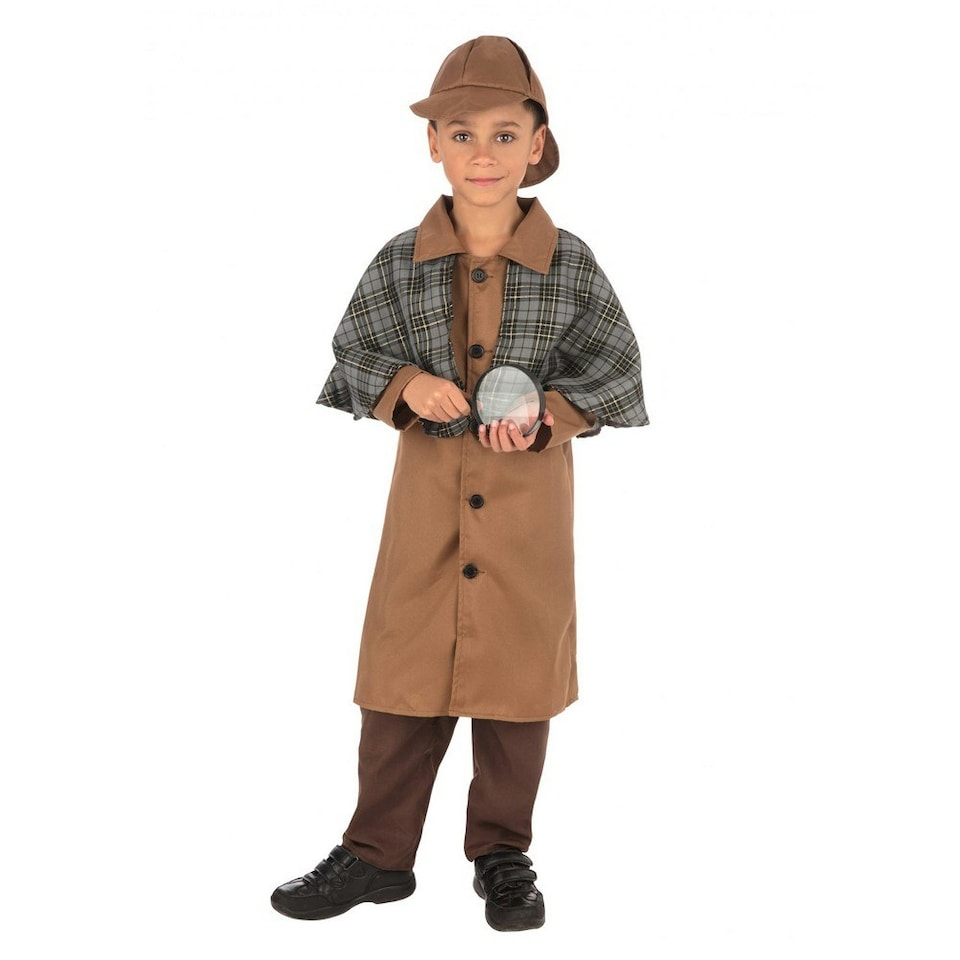 Bristol Novelty Boys Detective Costume - Brown - S S