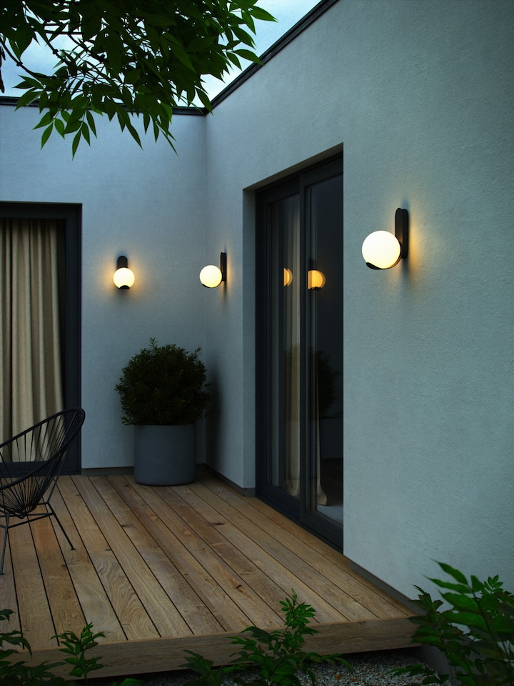 image 1 of Nordlux Dalius Outdoor Wall Light Black Plastic Solar E27 Sensor Ceiling or Wall Mounting - Mains Powered, IP44 | Black | Black