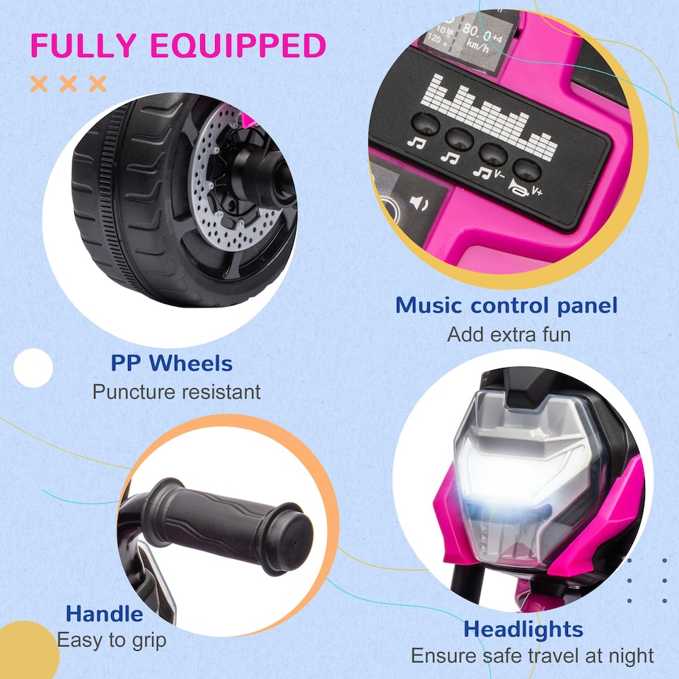 image 1 of AIYAPLAY 3 in 1 Baby Trike with Headlights, Music, Horn - Pink
