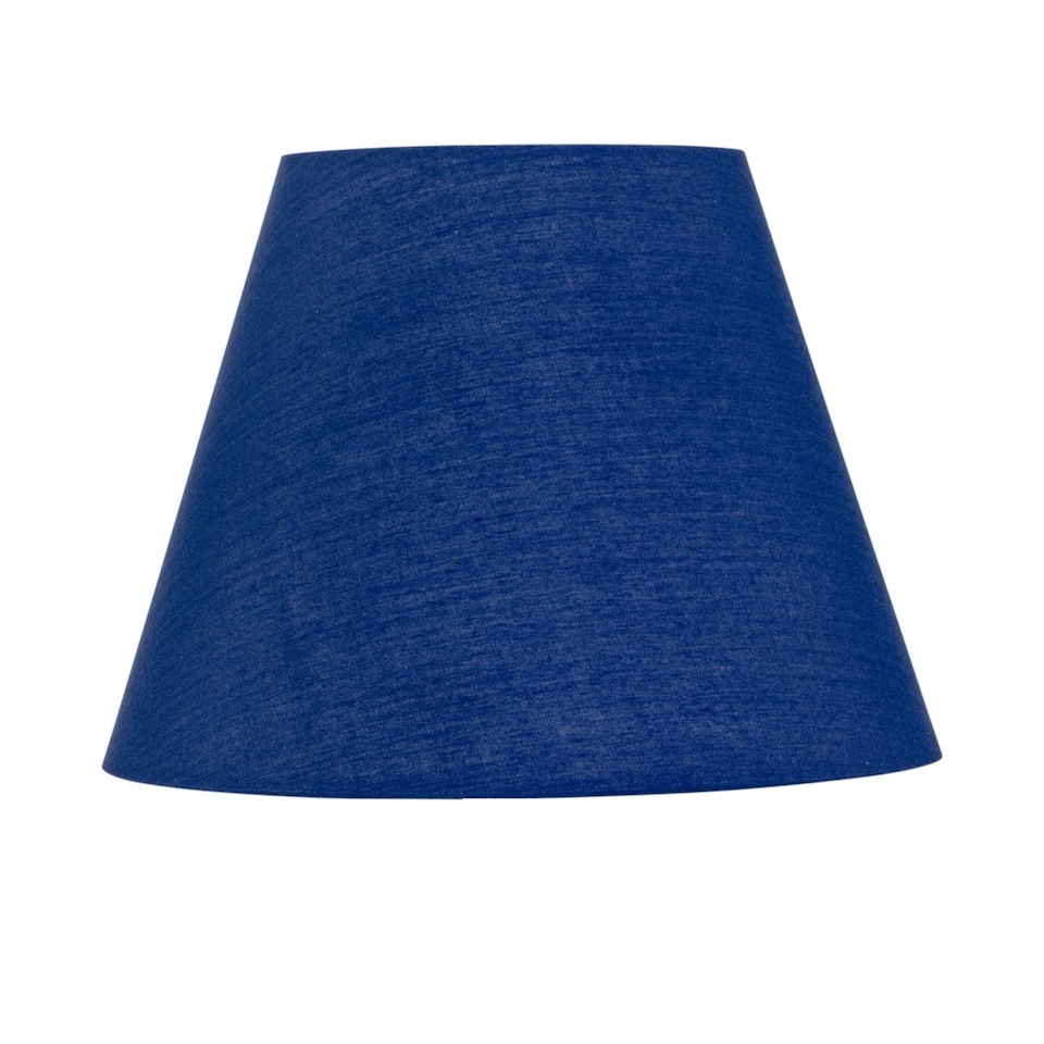image 1 of Set of 2 Navy Blue Cotton 20cm Diameter Tapered Fabric Lamp Shades | Blue | Medium | 2
