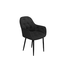 Set Of 6 Anika Modern Velvet Dining Chair Padded Seat Metal Legs (Black) | Black | Black | One Size