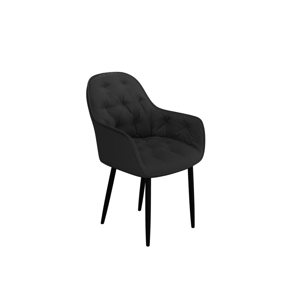 image 1 of Set Of 6 Anika Modern Velvet Dining Chair Padded Seat Metal Legs (Black) | Black | Black | One Size