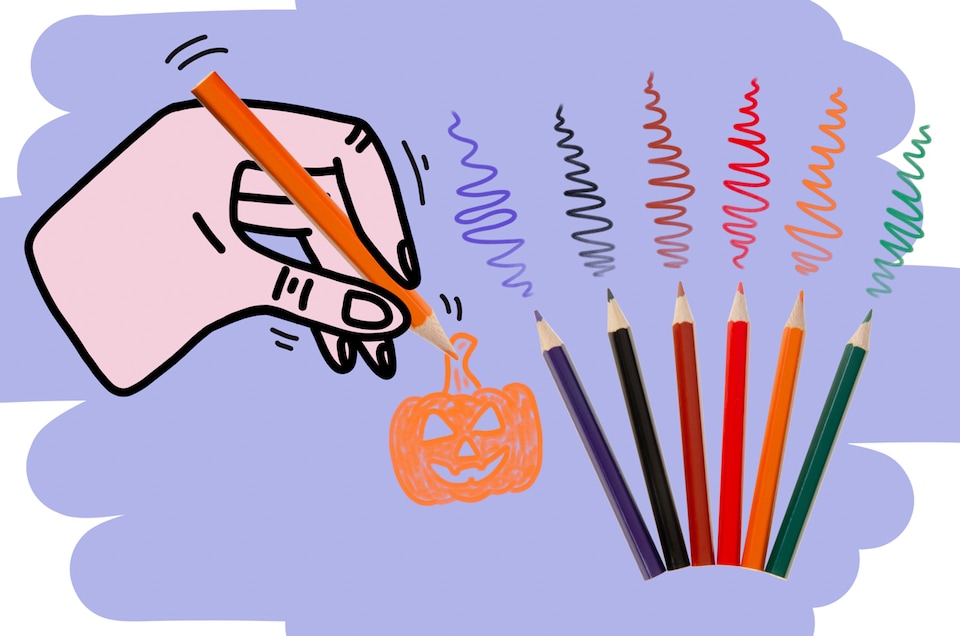 image 1 of 12 Packs of 6 Pieces Halloween Colored Pencils 9cm