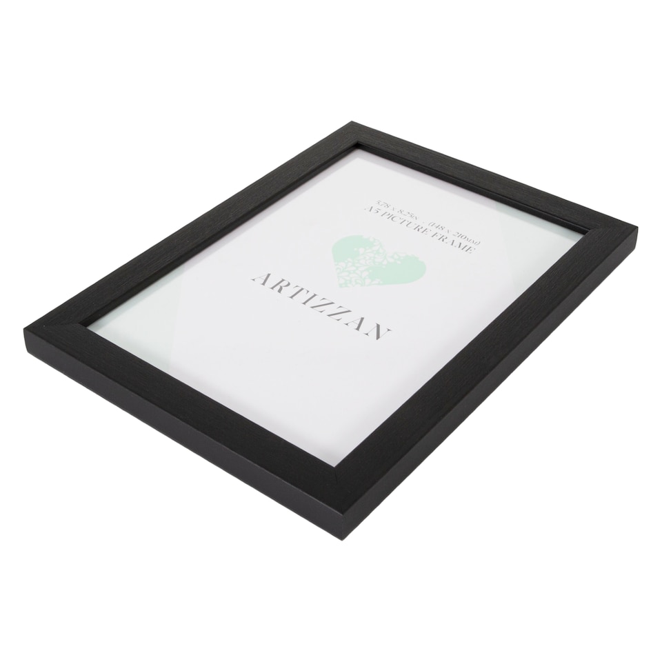 image 1 of Contemporary Black Veneer Wood Effect A5 Rectangular Frame for Wall or Table | Black | S