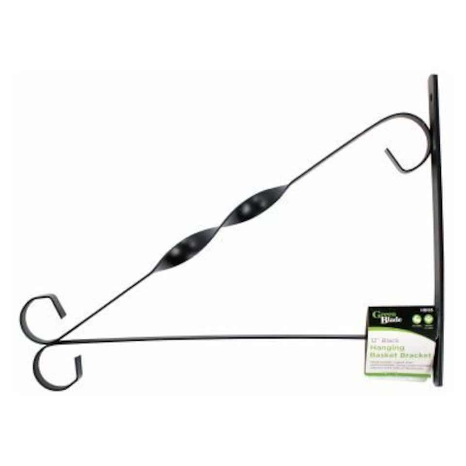Green Blade Powder-Coated Steel Hanging Basket Bracket - 30.5cm - Black