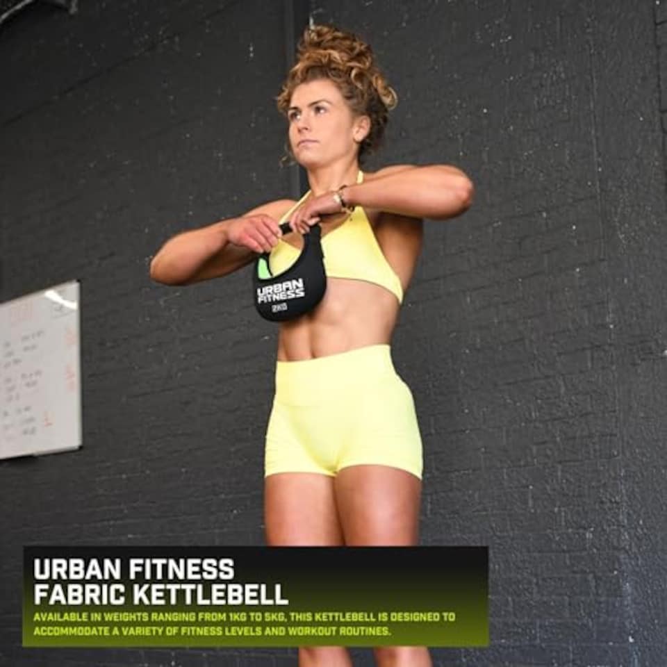 image 1 of Urban Fitness Fabric Kettlebell, Soft Rubber Grip, Floor Safe Design, Neoprene Sand-Filled Weights, Strength, Endurance, Home Fitness Training, 2kg
