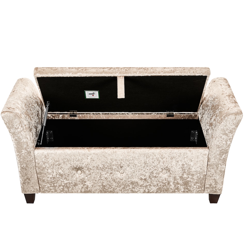 image 1 of Vida Designs Seville Storage Ottoman Bedroom Hallway Chest Bench, Crushed Velvet Champagne | Yellow | Champagne