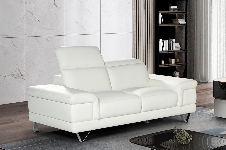 image 1 of Genuine Leather White 2 Seater Sofa CHICAGO