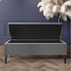 image 2 of 90cm Paris Striped Ottoman Storage Bench- Plush Velvet Shoe Bench - Grey Upholstery Footstool with Storage