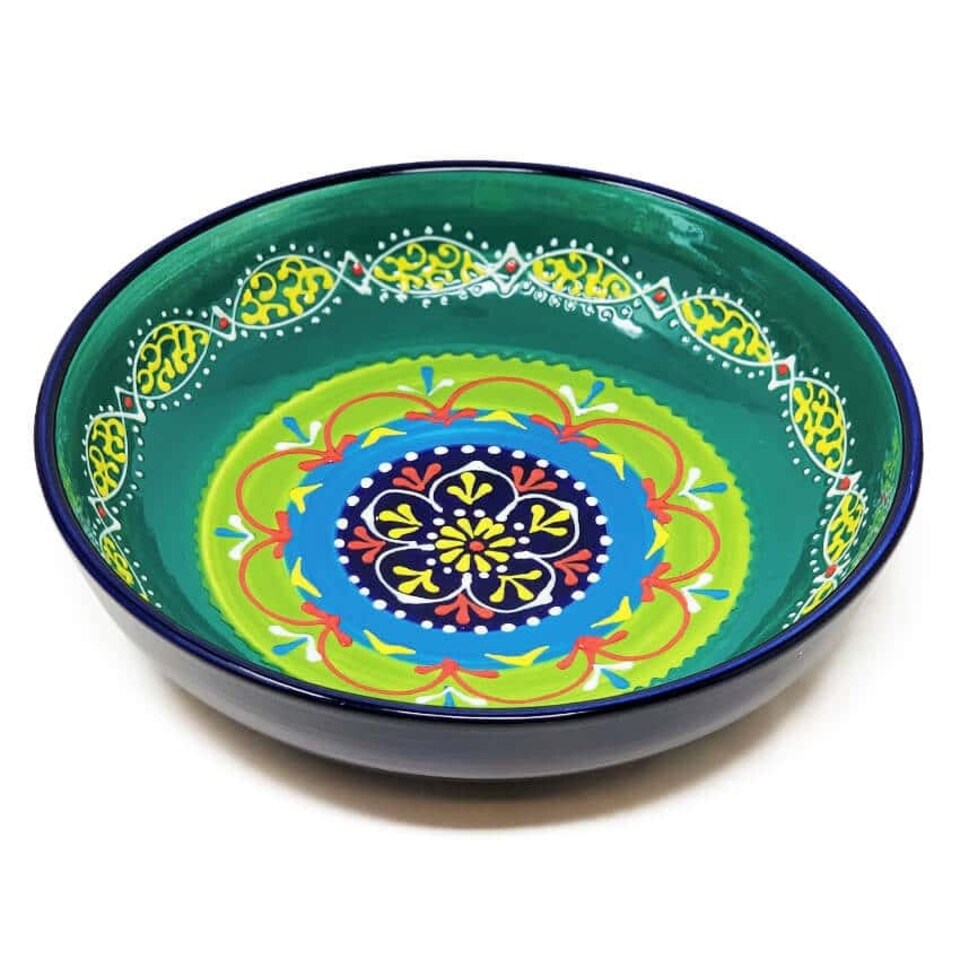 image 1 of Verano Spanish Ceramics Classic Spanish Large Food Bowl - 30cm Blue/Green Blue | Green