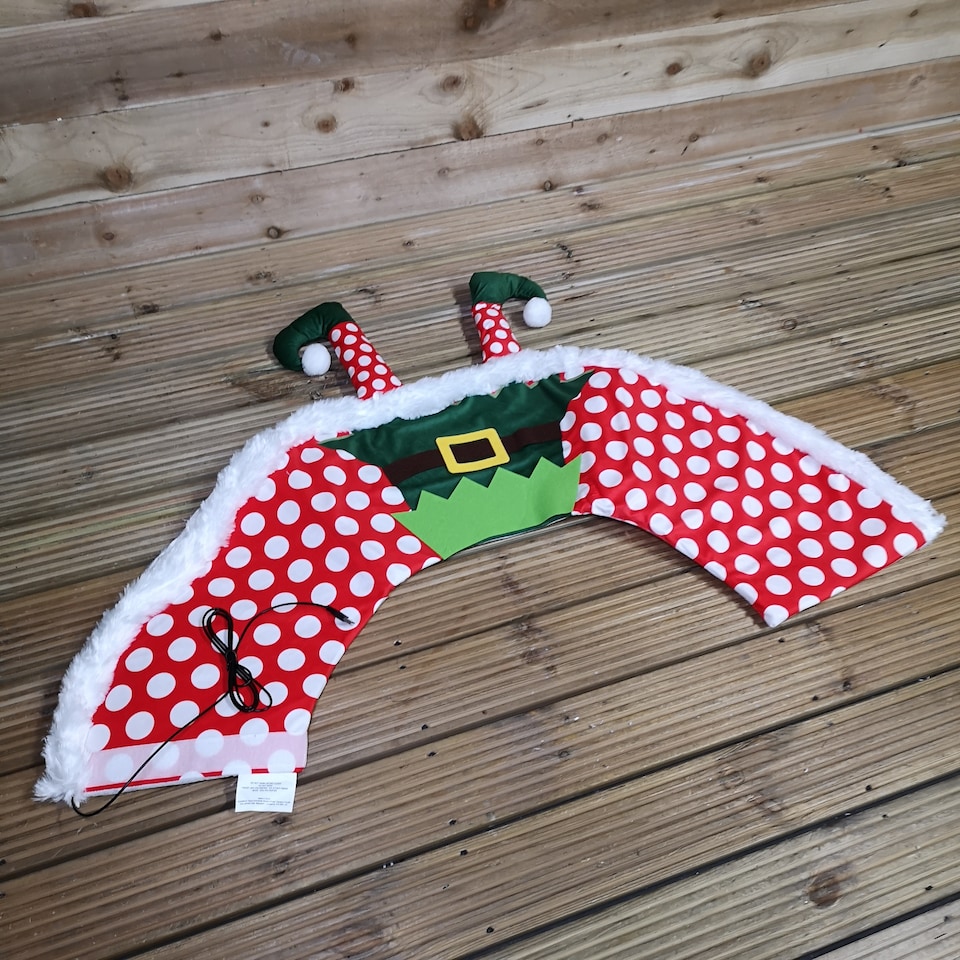 image 1 of 60cm Elf USB LED Fabric Christmas Tree Skirt with Timer Function in Warm White