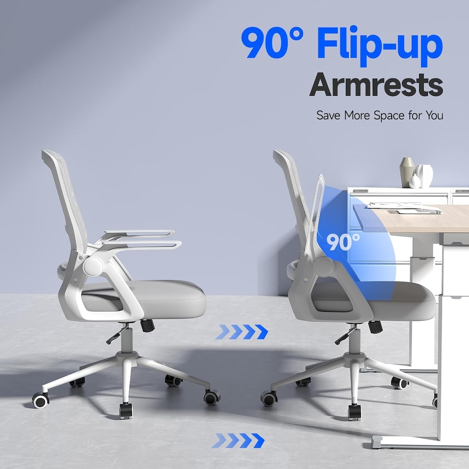 image 1 of Rattantree Ergonomic Swivel Computer Chair with Flip-Up Armrests
