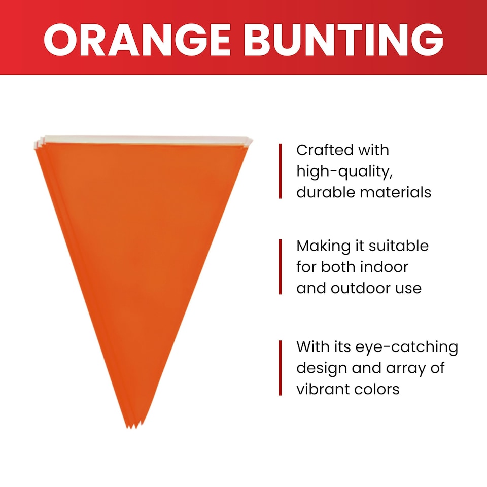 image 1 of Orange Colour Party Bunting 10m with 20 Pennants