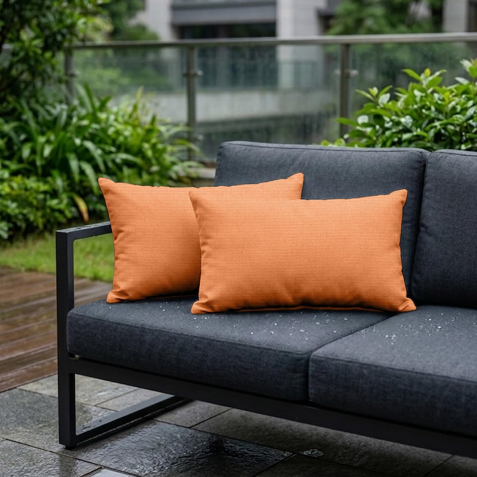 image 1 of Covers&All Sunbrella Lumbar Pillows Set of 2, Rectangle 14 in x 36 in, Canvas Tangarine