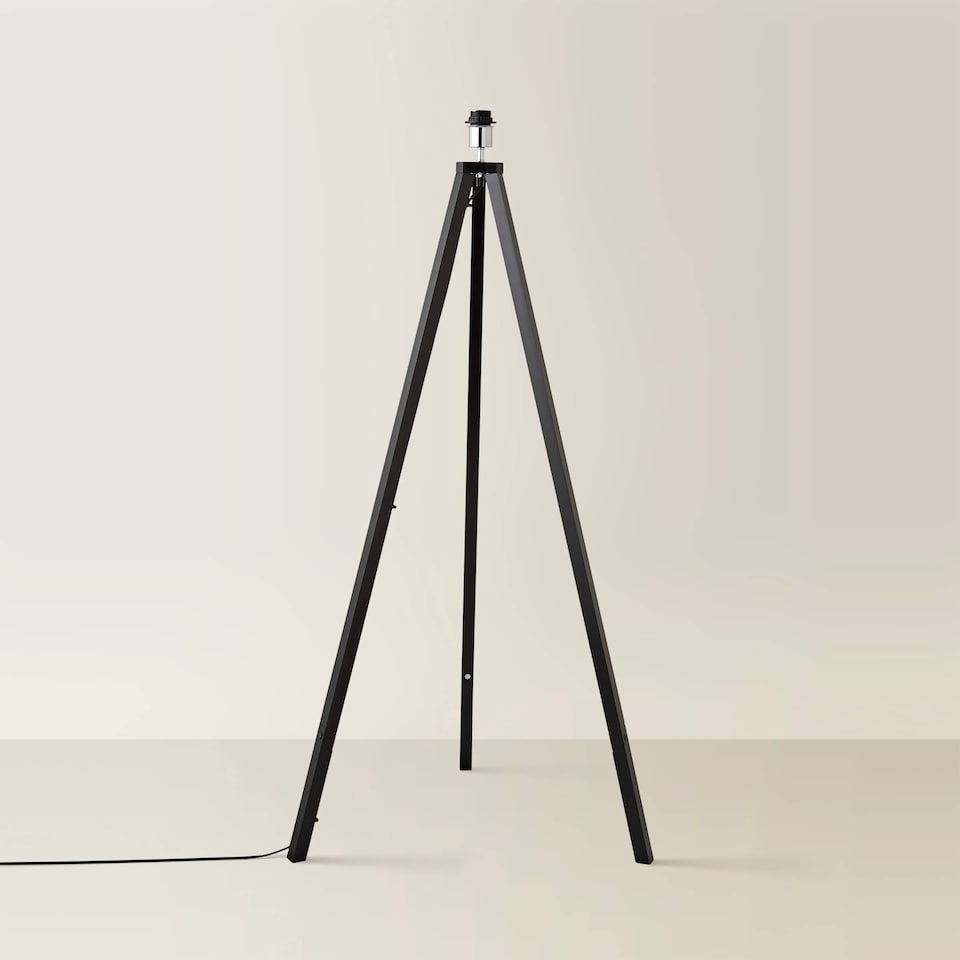 image 1 of ValueLights Modern Black Wood Tripod Floor Lamp Base | Black