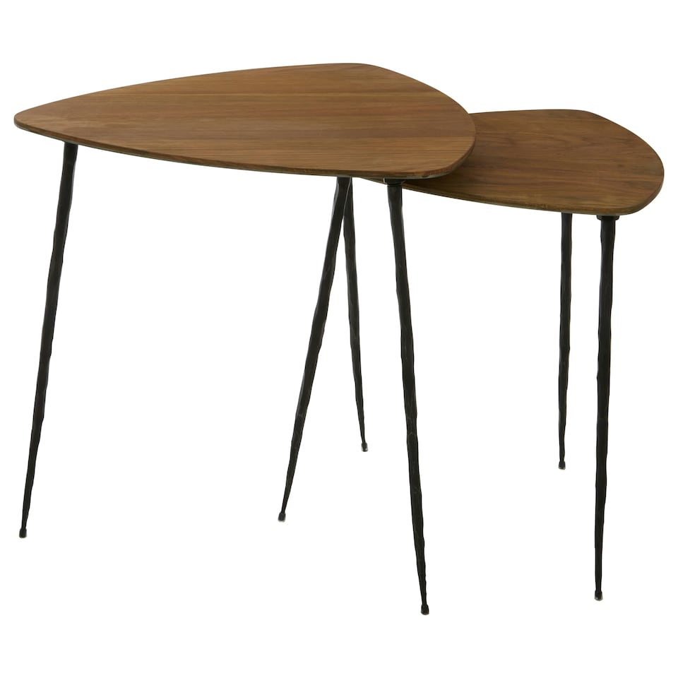 image 1 of Interiors by Premier Stylish Set Of 2 Nesting Side Tables, Functional Small Table For Livingroom, Versatile Side Table By Couch Brown