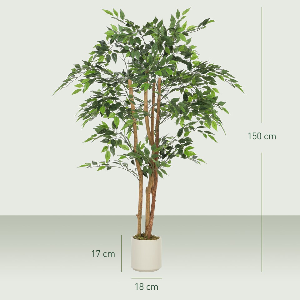 image 1 of HOMCOM 150cm Artificial Ficus Tree, Faux Plant for Home Decor