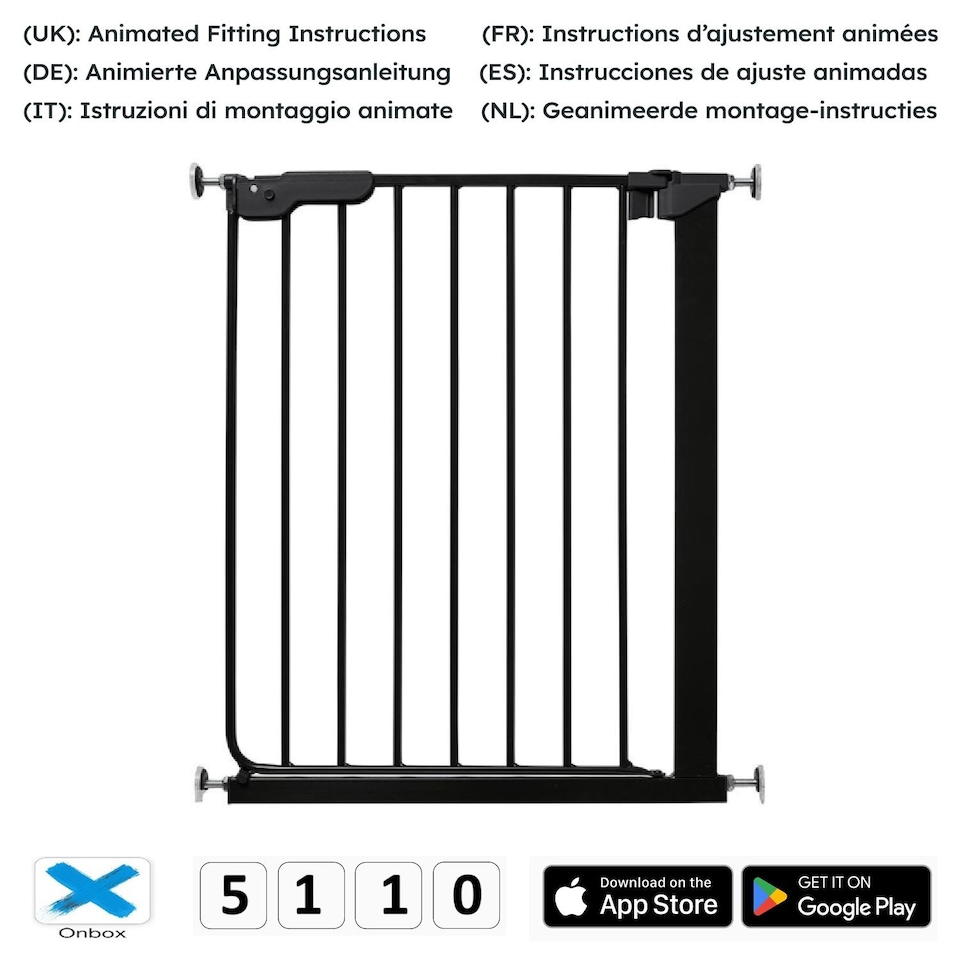 image 1 of Safetots Super Narrow Baby Gate, 60.5cm - 66.5cm, White, Child Safety Barrier, Pressure Fit Stair Gate | White | 1