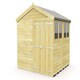 image 1 of 8 x 8 Feet Apex Shed - Double Door With Windows - Wood - L243 x W231 x H217 cm Brown