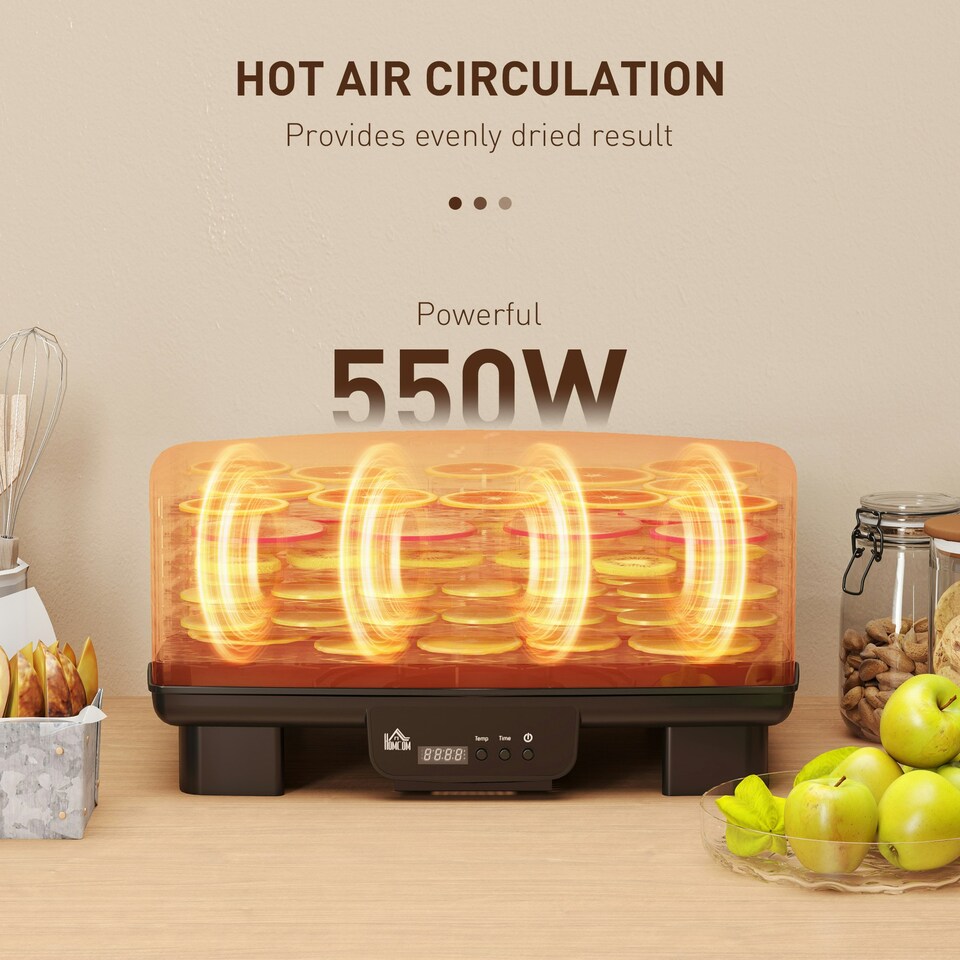 image 1 of HOMCOM 6 Tray Food Dehydrator, Food Dryer Machine for Fruit Meat