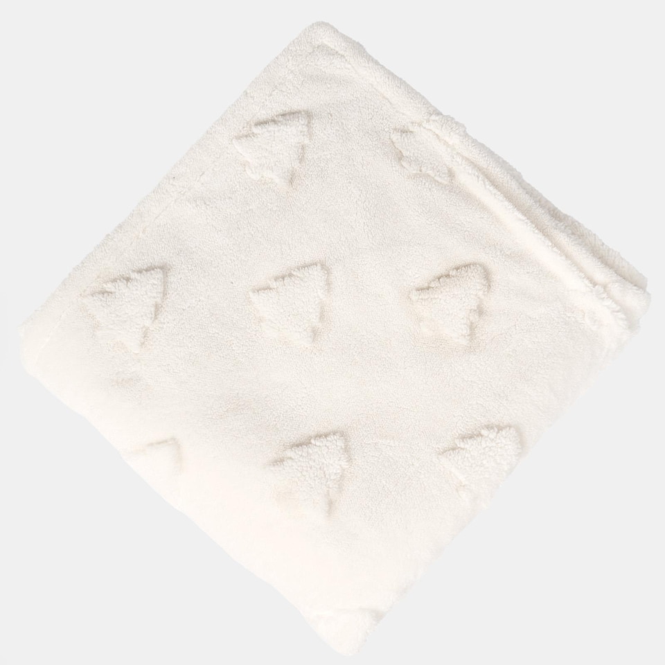 image 1 of OHS Christmas Tree Throw Over Bed Teddy Fleece Blanket | White