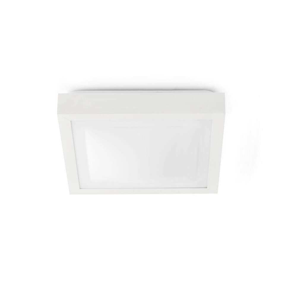 image 1 of Tola 2 Light Medium Square Bathroom Flush Ceiling Light Aluminium, White IP44, E27
