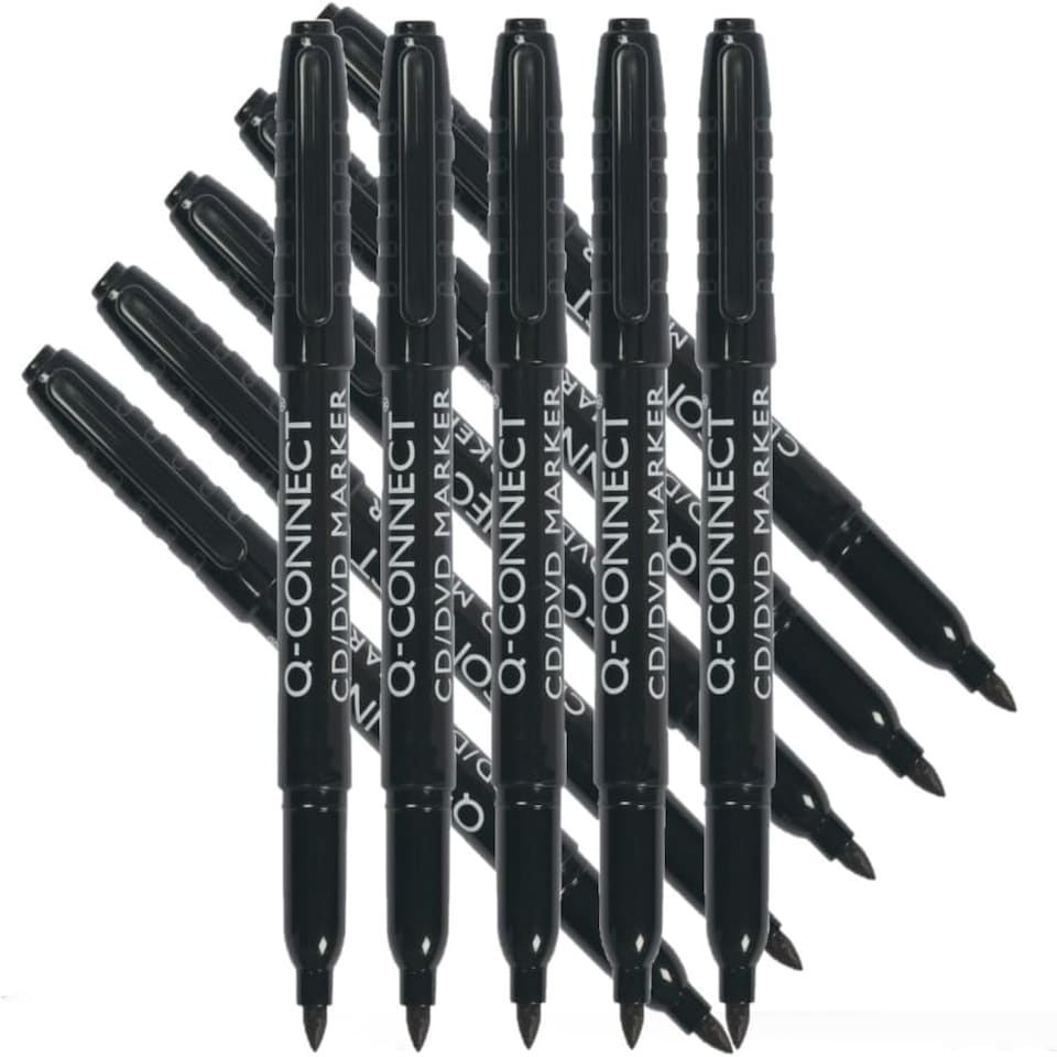 image 1 of Pack of 10 Permanent Marker Pens Bullet Tip Fine Black