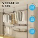 image 4 of Telescopic Wardrobe Organiser Double Black Rail Clothes Rack Baskets Storage Black | One Size