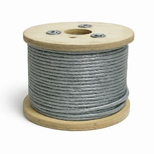 Galvanised Steel Wire Rope 7X7 1.5MM - Coated to 2MM 100M Reel (Clear PVC Plastic Coated Metal Cable)