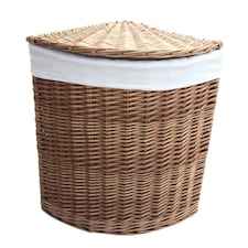Small Light Steamed Corner Laundry Baskets with White Lining | White | White