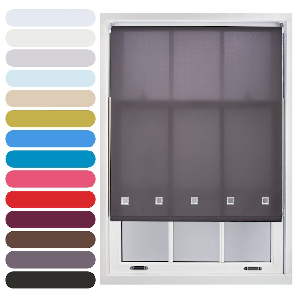 image 1 of FURNISHED Roller Blinds Daylight Square Eyelet Light Filtering Easy Fit Trimmable Window Shade | Grey | Dark Grey