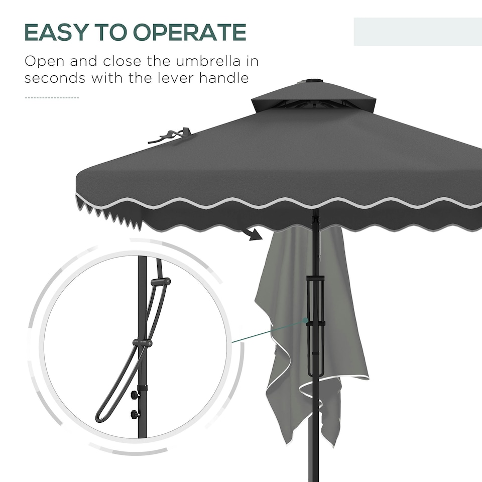 image 1 of Outsunny 2.5m Cantilever Garden Parasol Umbrella with Cross Base, Grey