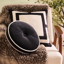 OHS Ultra Soft Velvet Round Seat Cushion Pleated Floor Pillow | Multi | Black/White
